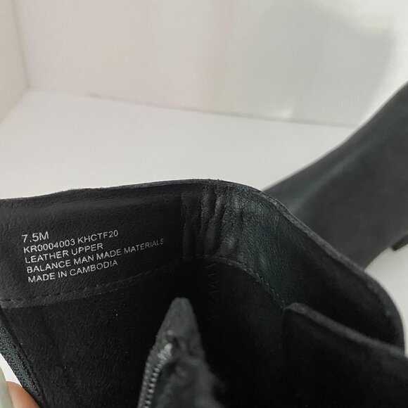 Korks Womens Sonya Black Leather Suede Contrast Stacked Heel Bootie Size 7.5 - Picture 3 of 9